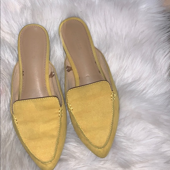 Gold Yellow Pointed Toe Flat Mules by Express - Picture 1 of 5